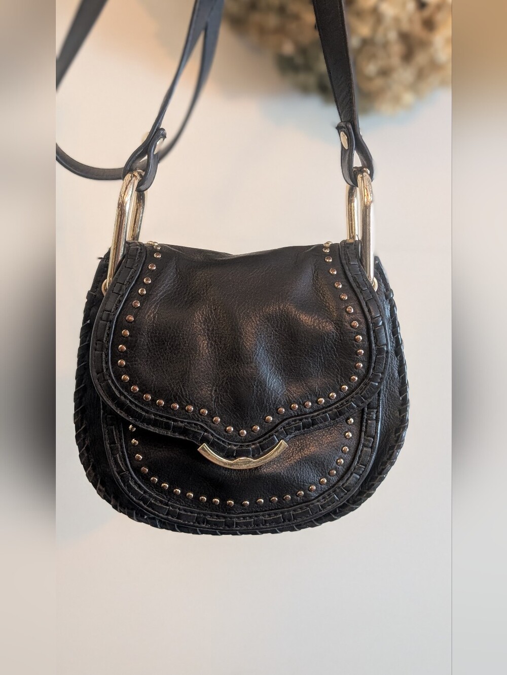 Cynthia Rowley Black Studded Leather Crossbody Bag - Picture 4 of 11